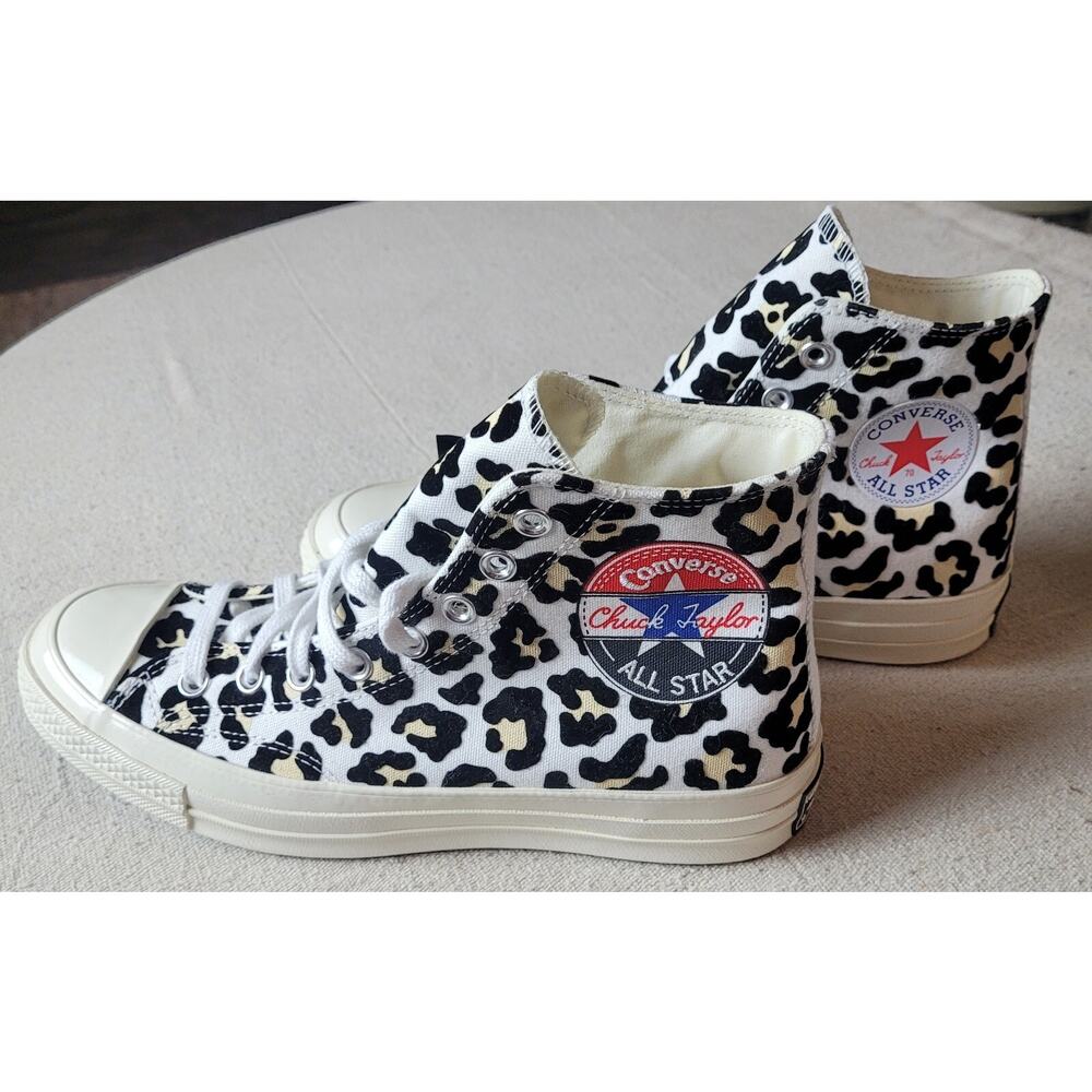 New Converse HI 70 Leopard Cheetah white shoes womens sz 10 mens sz 8